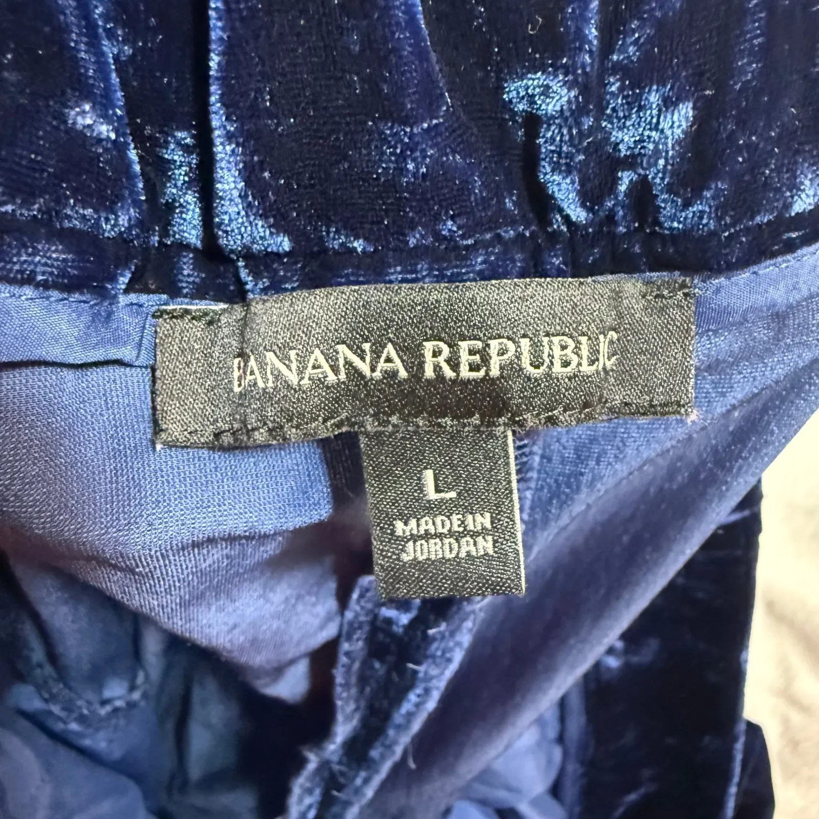 Banana Republic L Deep Blue Velvet Wide Leg Crop Pant Palazzo Holiday Party Glam - Image 6