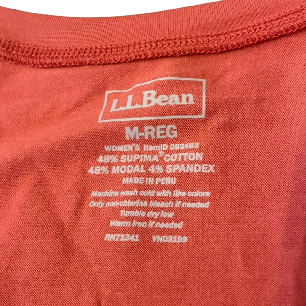 LL Bean Supima Cotton Long Sleeve Top Draped Open Neck Wrap Shirt Womens Medium - Image 4