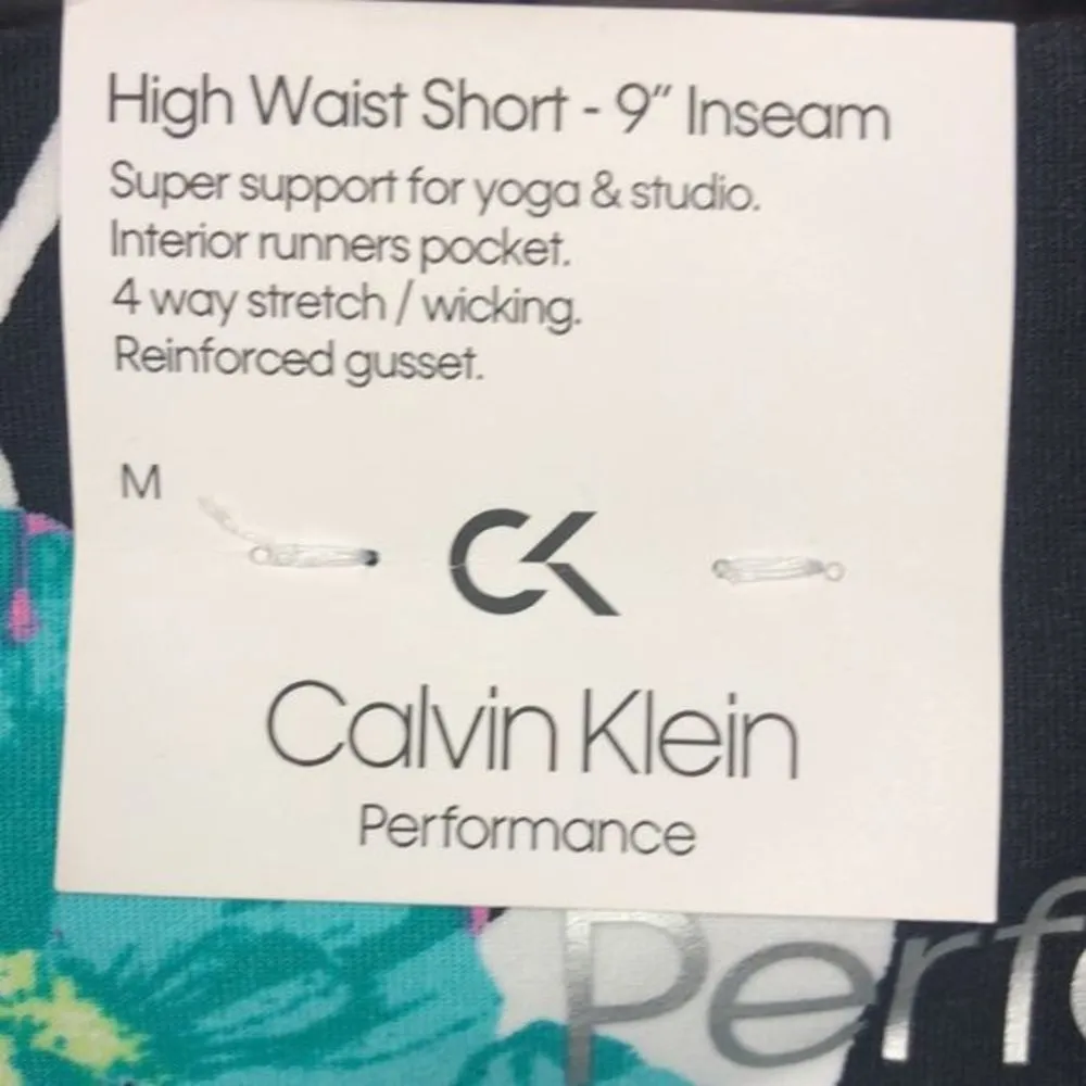 Calvin Klein Performance High Waist Biker Shorts Black Floral Print Women's M - Image 7