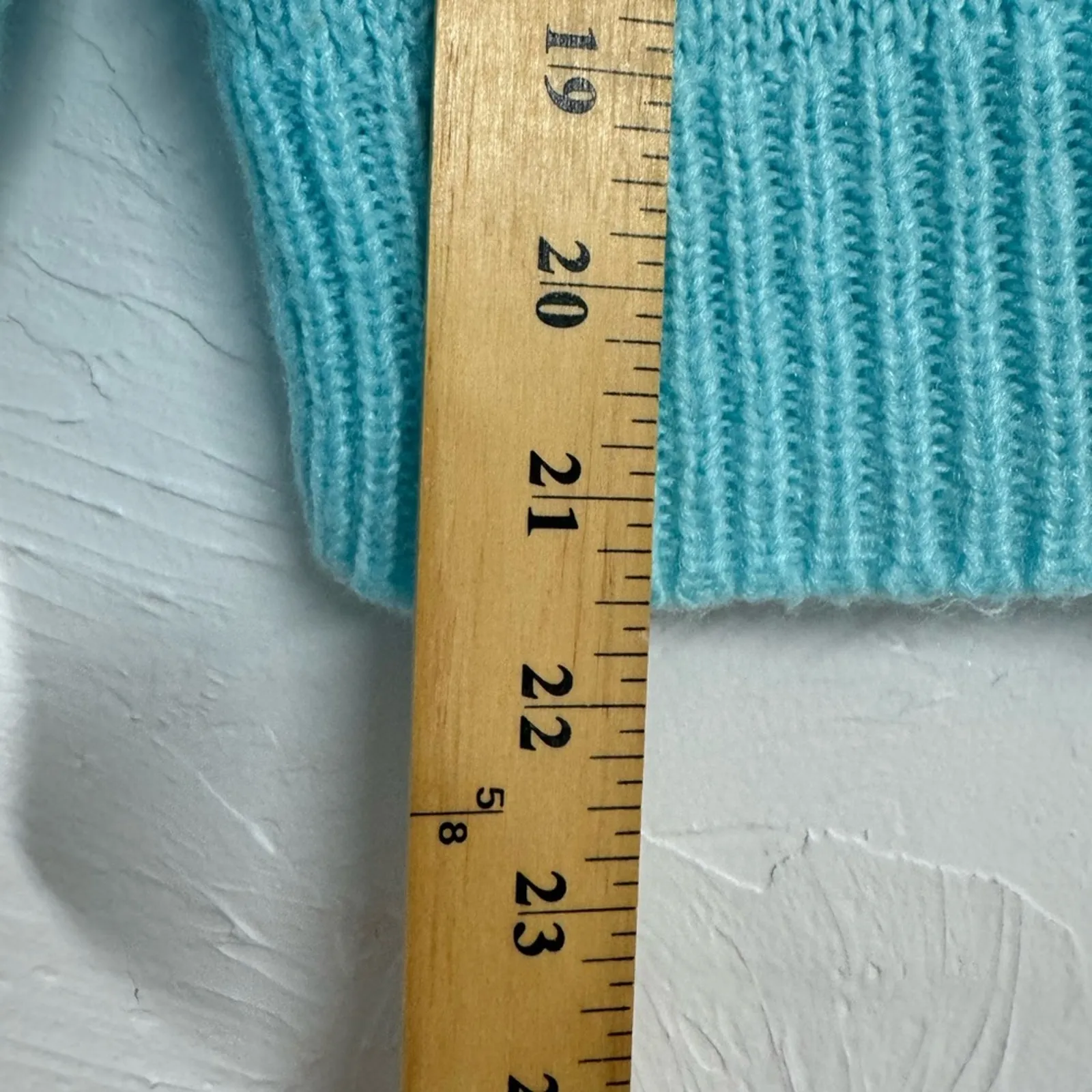 Vintage Teal Blue Appliqué Sweater Womens M Rhinestone 80s Fall Coquette Size M - Image 7