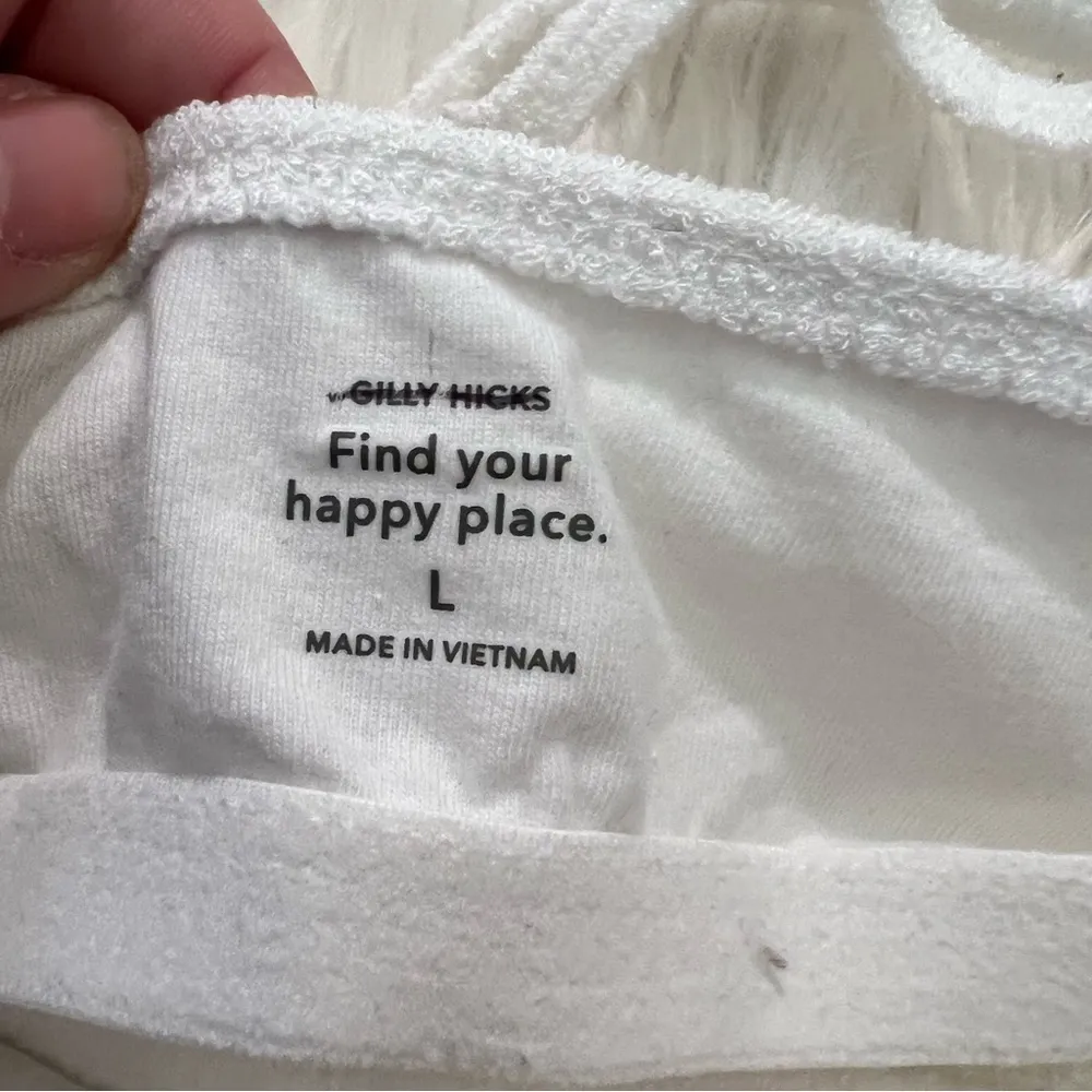 Gilly Hicks Fleece One-Shoulder Bralette Top White - Image 10