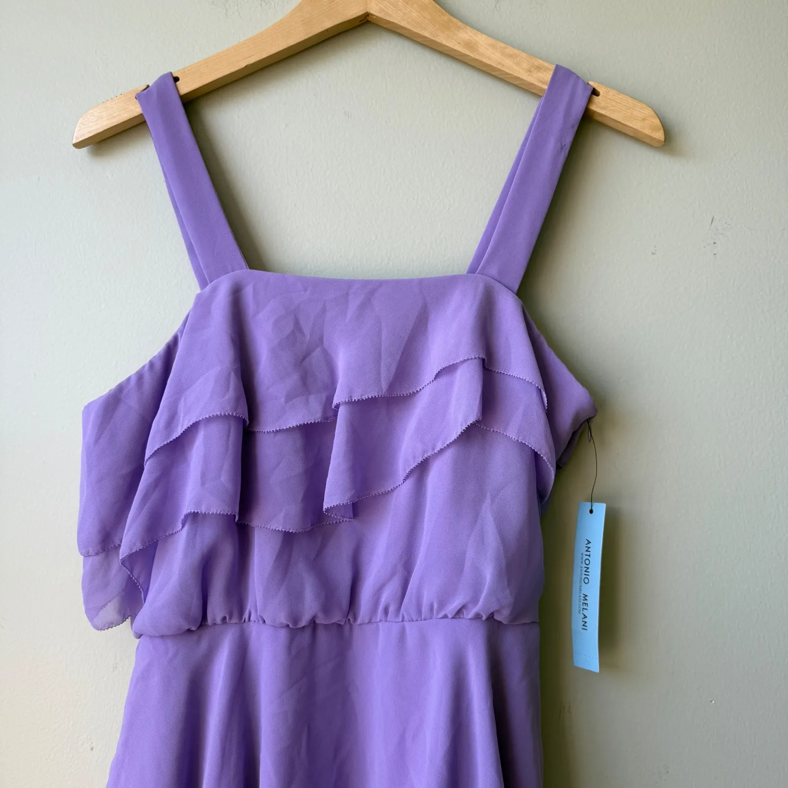 Antonio Melani  Agnes Hydrangea Purple Ruffle Dress Sleeveless Size 4 - Image 3