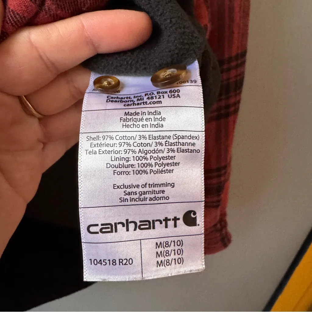 Carhartt Reworked Women's Rugged Flex Relaxed Fit Flannel Fleece Plaid Shirt M - Image 7