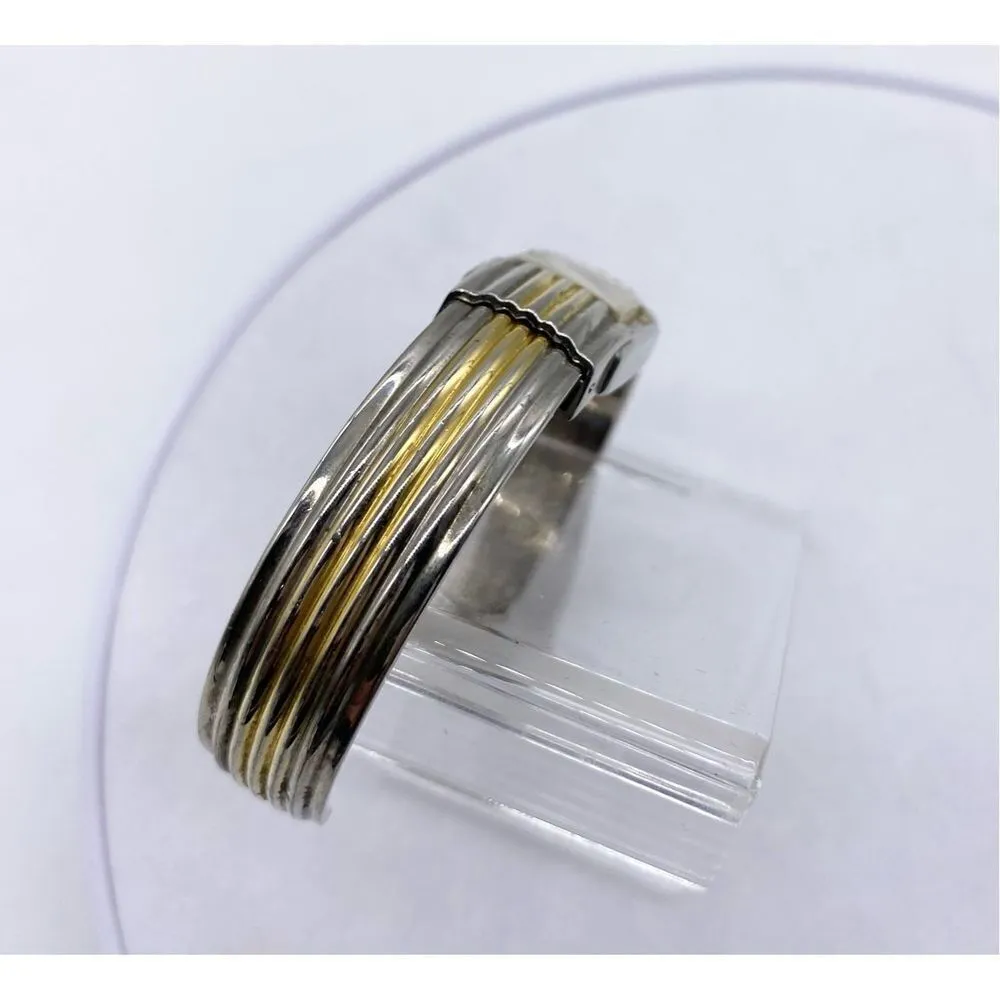 Solina Watch Women Gold Silver Dual Tone Square Open Cuff Band New Battery Gold - Image 7