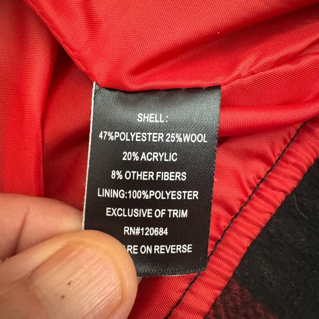 Torrid Plaid Wool Blend Bomber Jacket - Red, Black, White Size 1 - Image 9