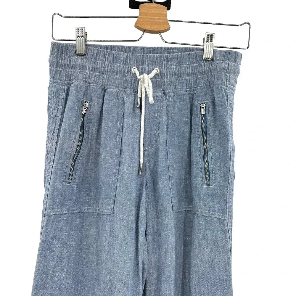 Athleta Cabo Linen‎ Wide Leg Pant Chambray Blue Size 0 - Image 4