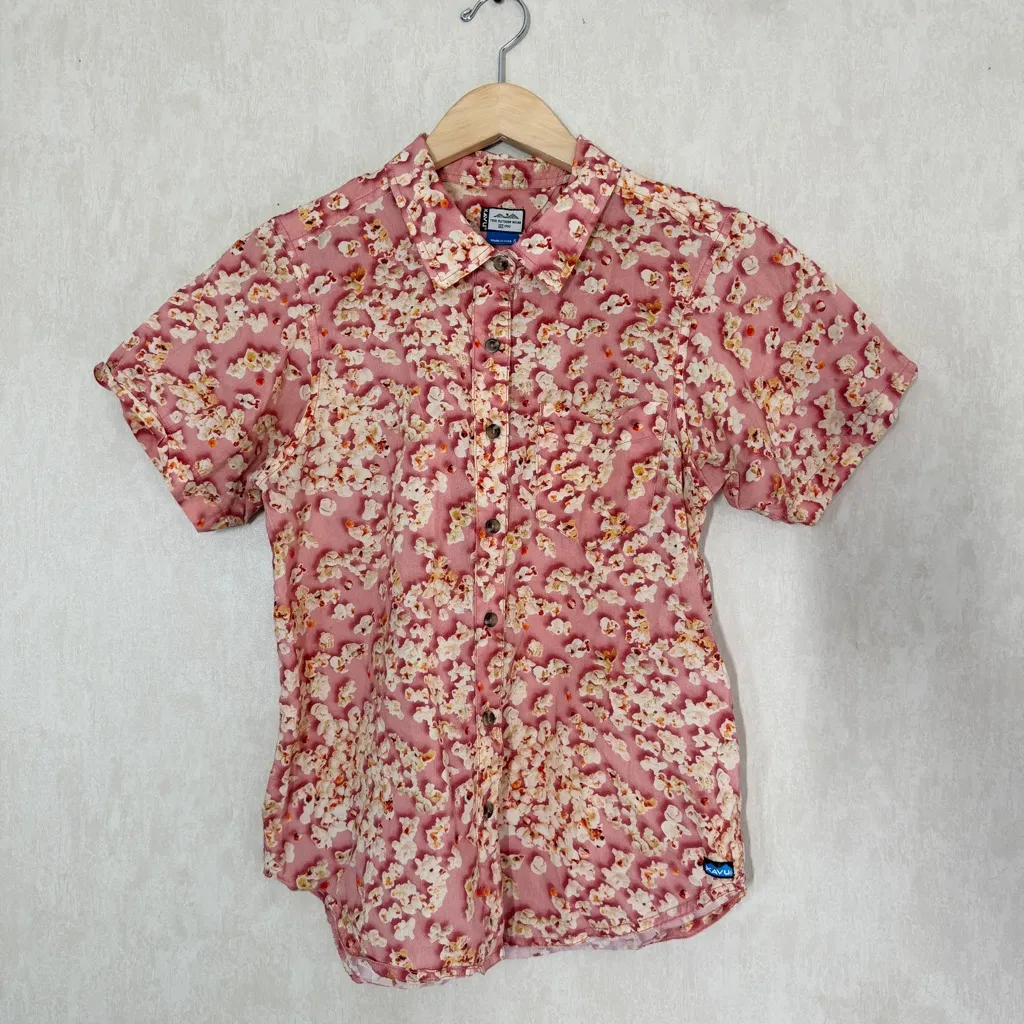 Kavu Women’s Girl Party Button Down Shirt Lightweight in Pretty Popcorn S - Image 2