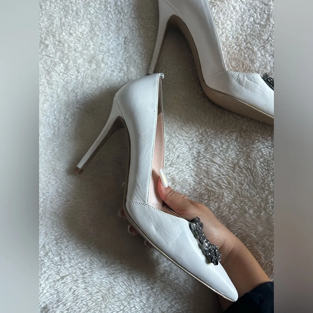 $595 SJP By Sarah Jessica‎ Parker White Windsor 70 Heels Size 37.5 - Image 11