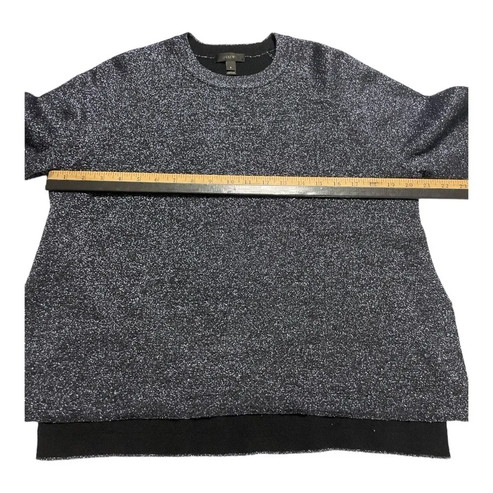 J.Crew Metallic Knit Long Sleeve Sweater Size Small Gray Navy Shimmer Crewneck - Image 13