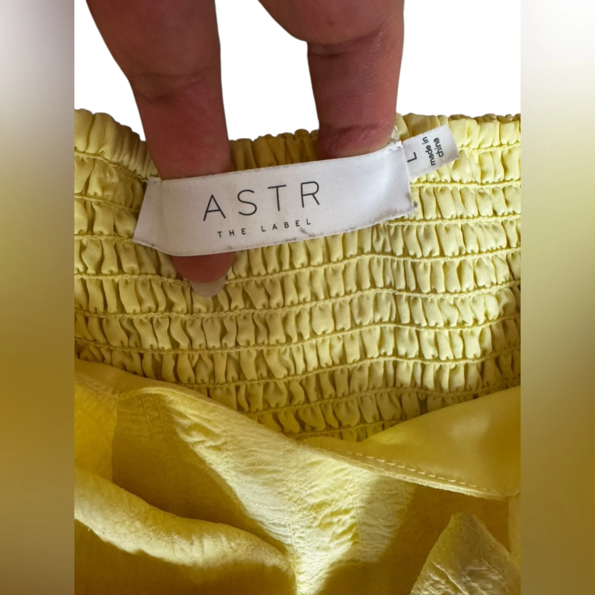 Astr Romano Bohemian Yellow Midi Dress with Puff Sleeves Size Large - Image 13