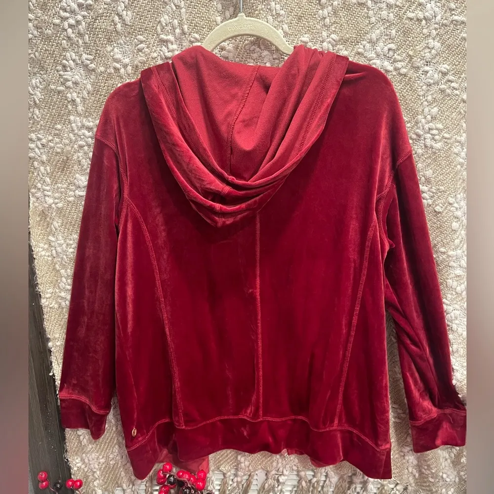Lane Bryant LIVI Velour Zip-Front Hoodie Women's Size 10/12. - Image 6