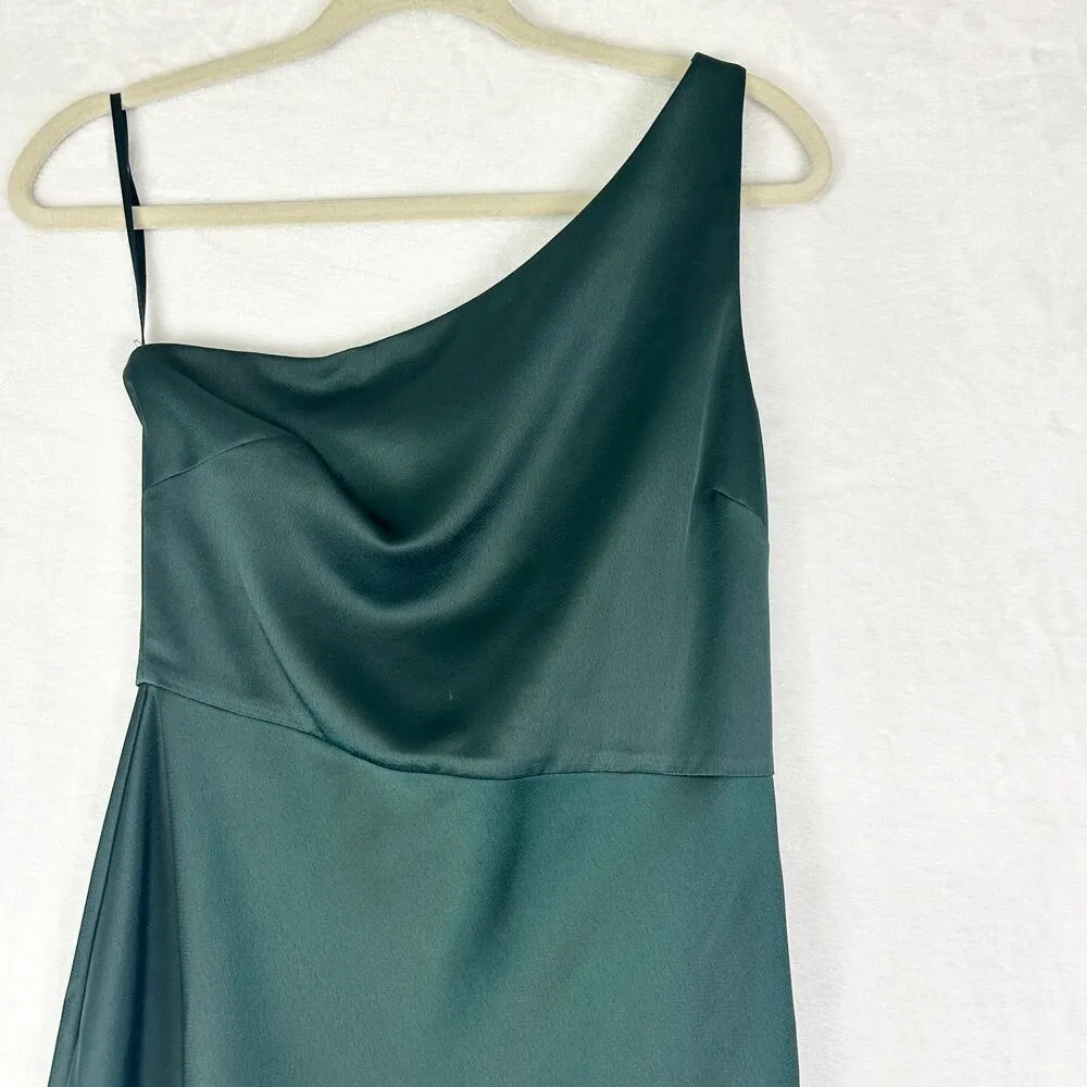 BHLDN Dylan One Shoulder Side Slit Gown Size 2 Green Bridesmaid Wedding Guest - Image 5
