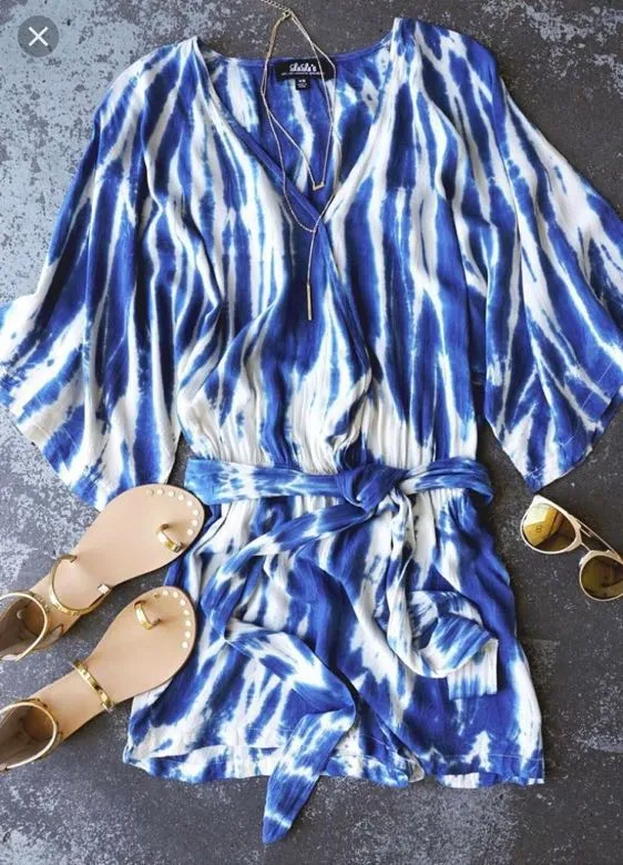 Lulus Seaside Gale Blue Tie-Dye Romper - Image 3