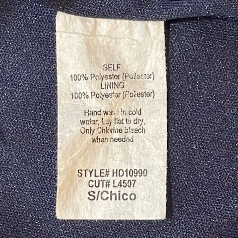 Le Lis Yellow and Blue Knee-Length Dress with Long Bell Sleeves Size Small - Image 9