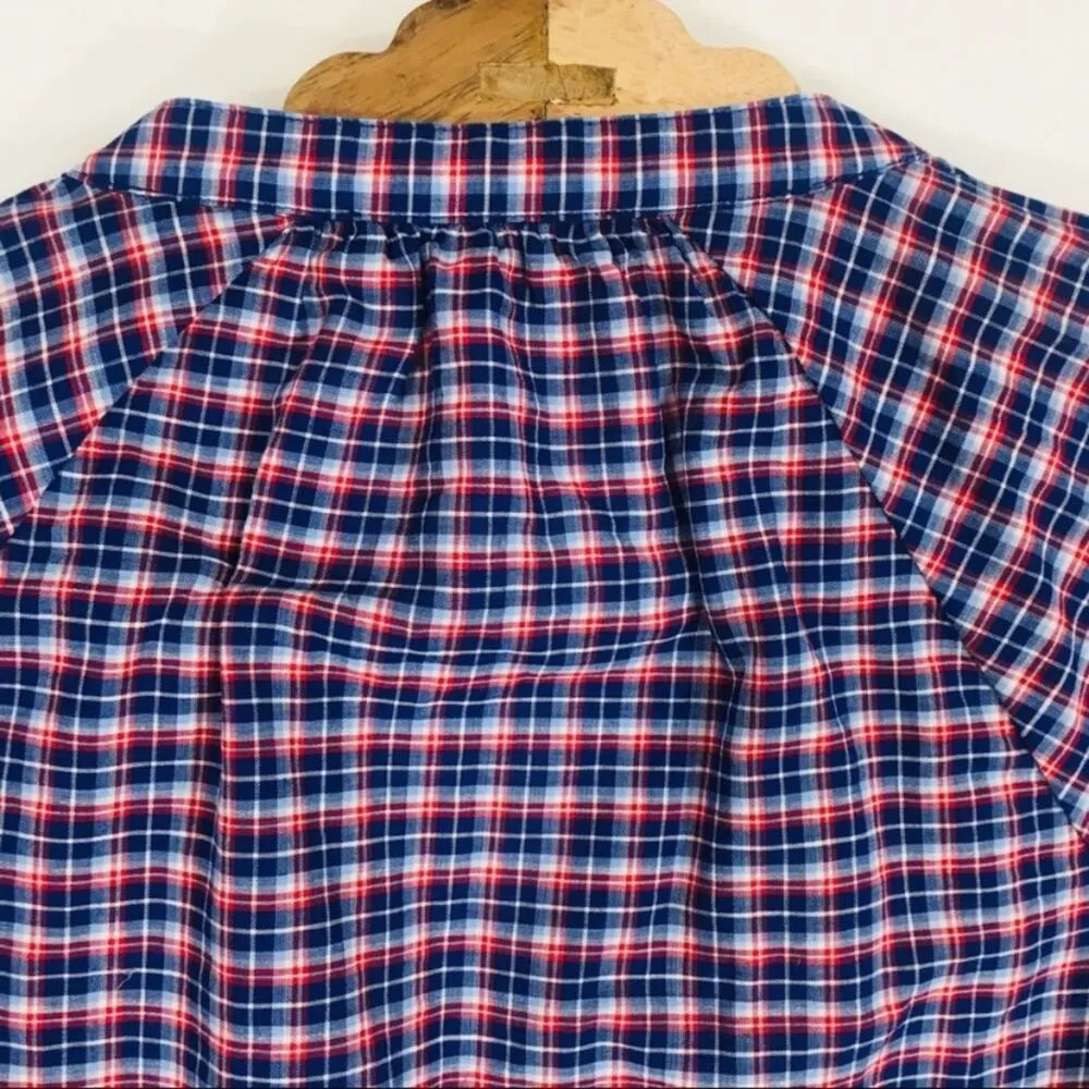 Madewell Red Blue Plaid Blouse XS - Image 5