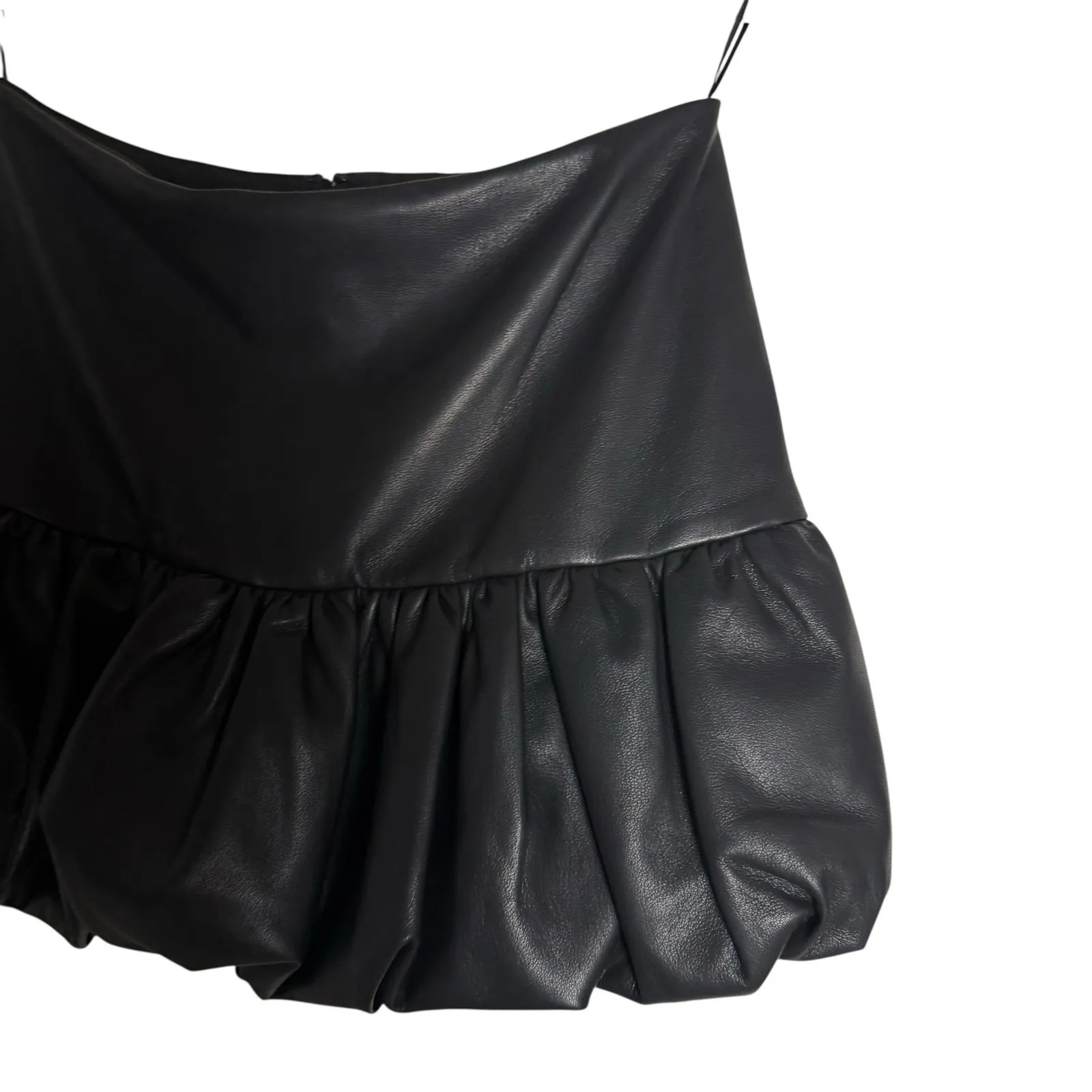 Amanda Uprichard Bonaire Black Faux Leather Bubble Hem Mini Skort Size Small - Image 8