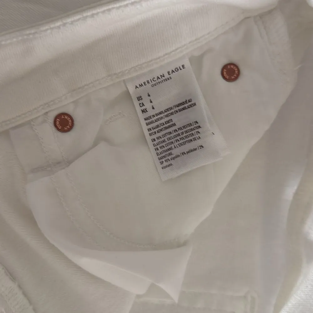 American Eagle AEO White Distressed High Rise Denim Shortie Shorts - Image 7