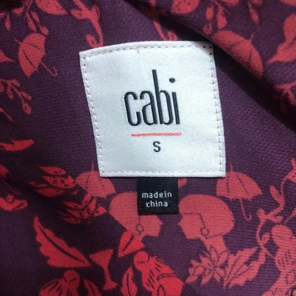 Cabi Purple & Red Floral Sleeveless Blouse Womens S Boho Preppy Office Girly - Image 4