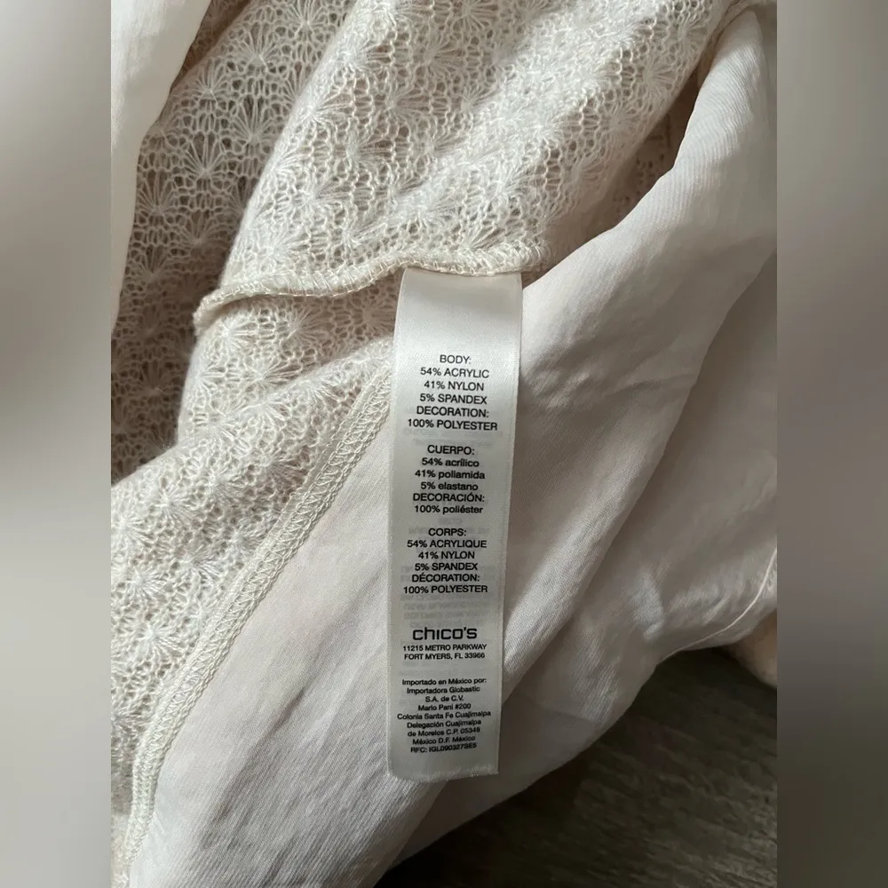 Chicos Sz 1 (Medium) Dusty Rose Tianna Textured Lace Top 3/4 Sleeve Blouse NWT - Image 7