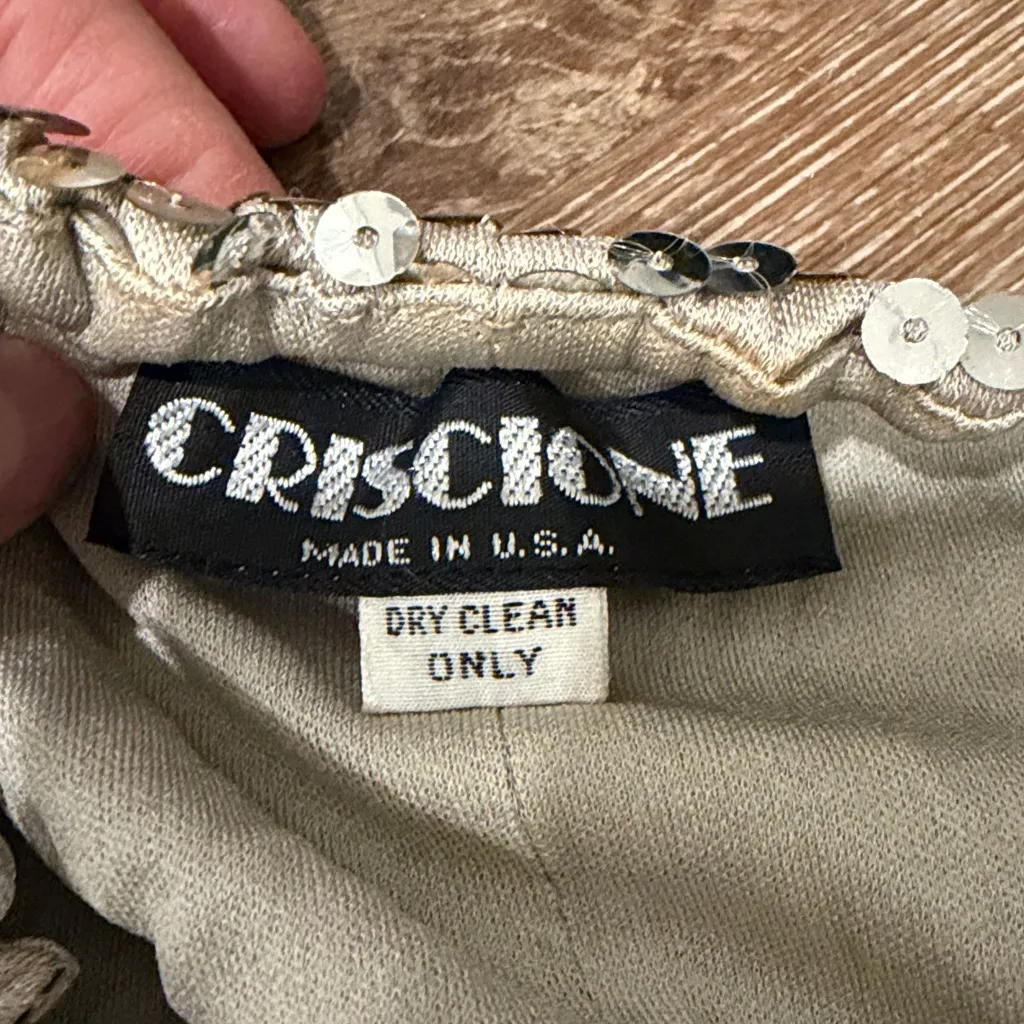 Criscione New York Vintage 80s Silver Sequins Skirt Elastic Waist size small Gray - Image 4