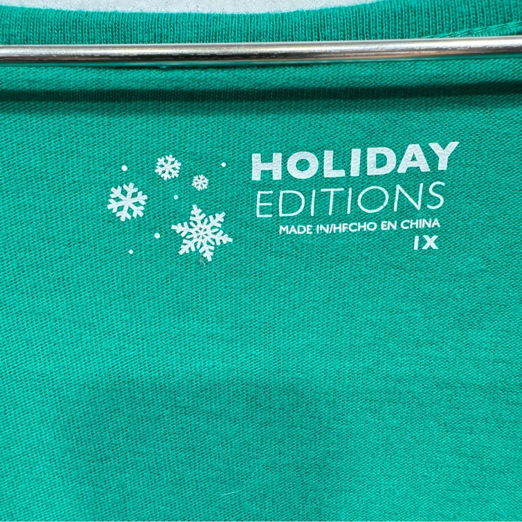 Vintage Santa Green Long Sleeve Tee by Holiday Editions Cotton Holiday Novelty Size 1X - Image 4