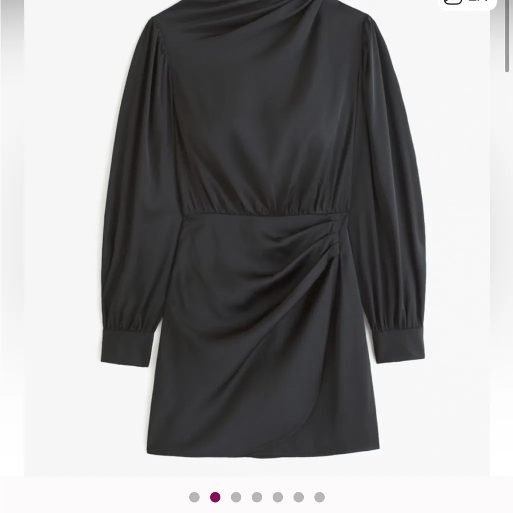 Abercrombie and Fitch Long-Sleeve Satin Draped High-Neck Mini Dress - Image 3