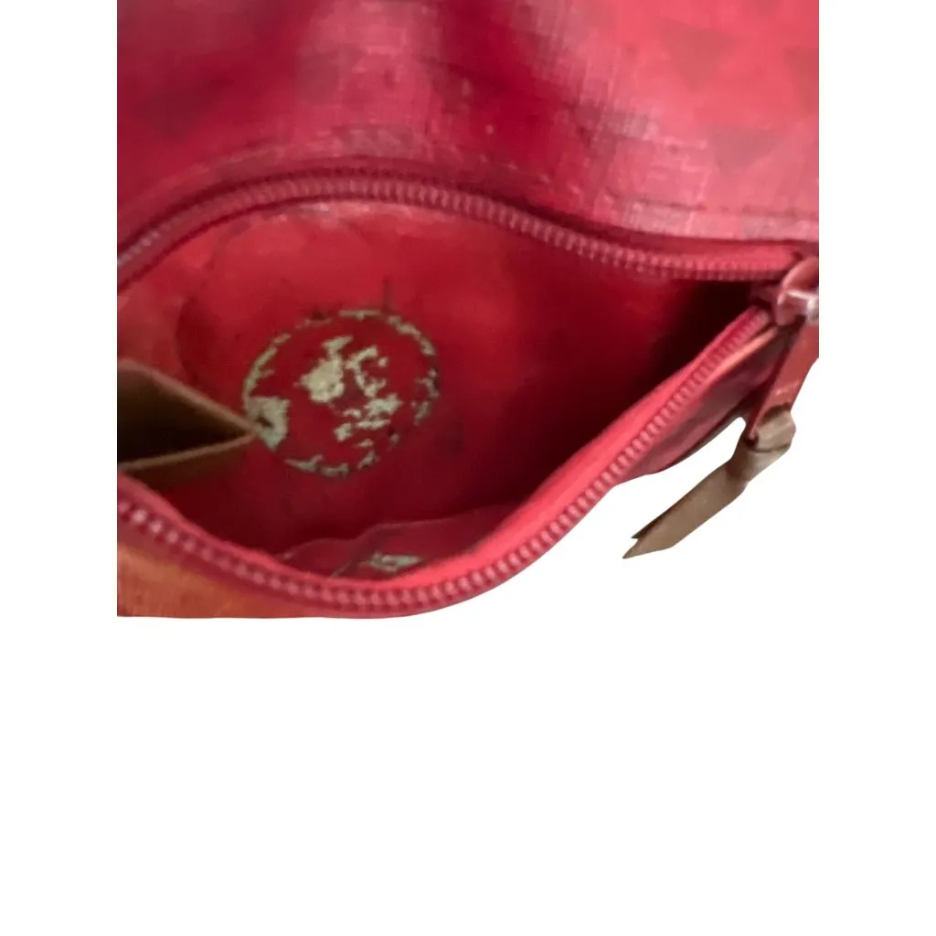 Vintage Liz Claiborne Red Leather Trim Trifold Wallet Card Signature Logo Estate - Image 4