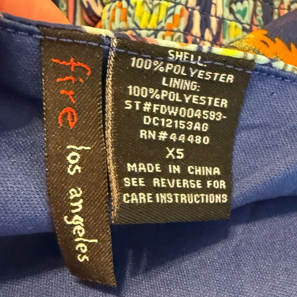 Fire Los Angeles Long Maxi Dress Geometric Print Size XS Spaghetti Straps Aztec - Image 9