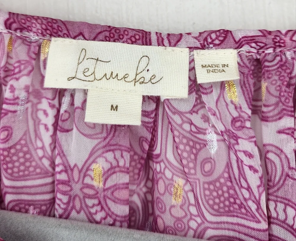 Let me be anthropologie Puff-Sleeve Metallic Peasant Blouse - Image 5