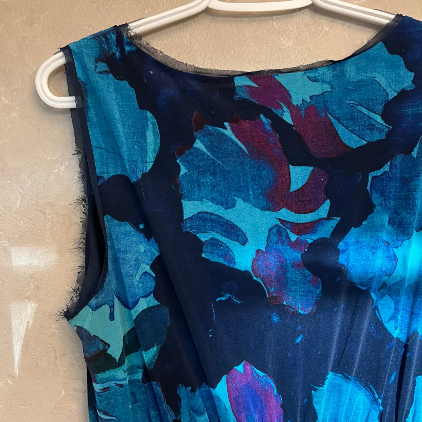 Simply Vera Wang Blue Floral Dress Size L - Image 7