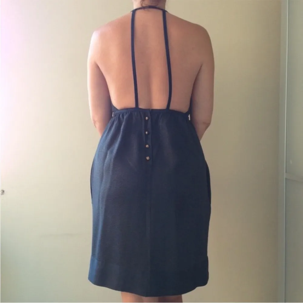 Stella McCartney Navy silk keyhole dress with pockets - Image 8