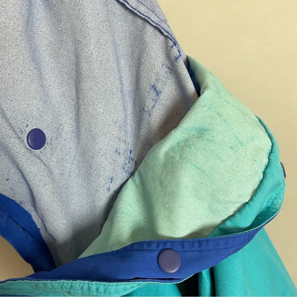 Vintage Pacific Trail Windbreaker Jacket Blue Women Size Large Hood Outdoors 90s - Image 8