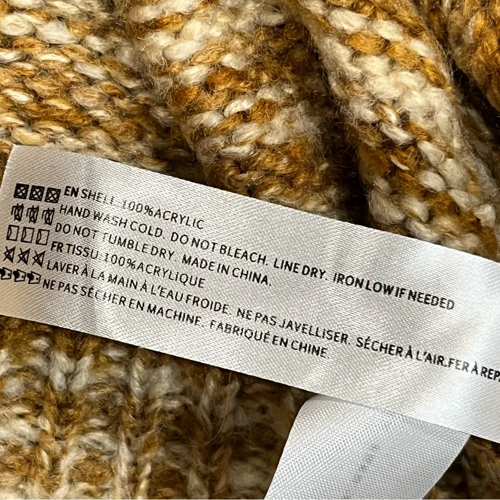 En Saison Puff Long Sleeve Gold Yellow Space Dye Cardigan Sweater size Medium - Image 13