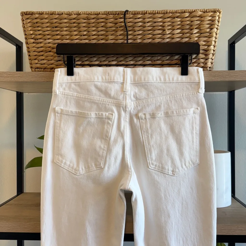 Banana Republic Mid-Rise High-Rise Slim White Raw Hem Light Distressed Jeans, 27 - Image 5