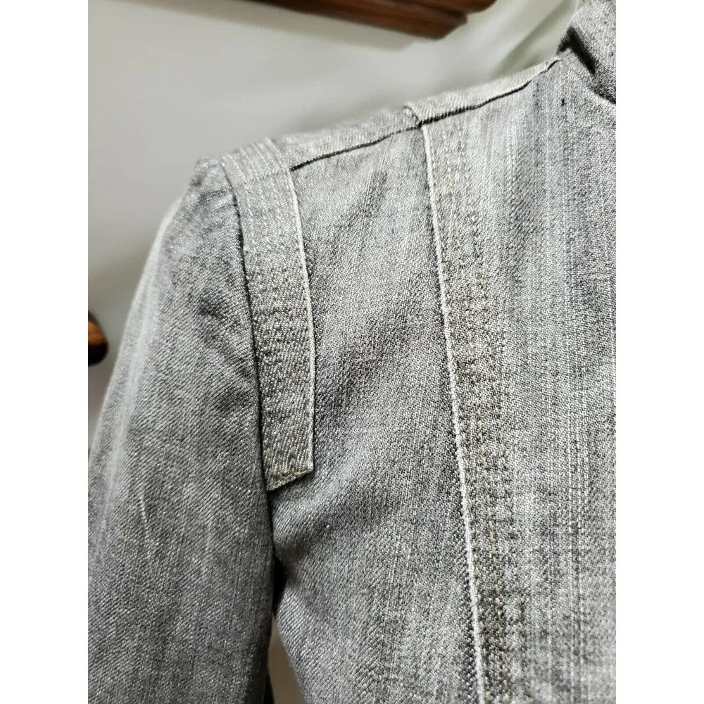 Theory Women's Gray Cotton Long Sleeve Buttons Foldover Collar jacket - Image 4