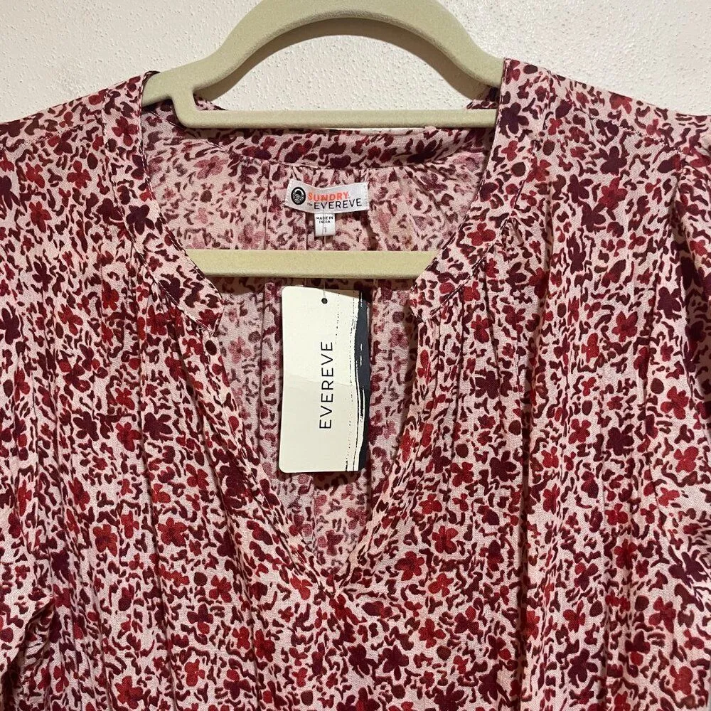 NEW Sundry Sz 2=US S Small Evereve Ditsy Smocked Dress Floral Blouson Mini Dress - Image 6