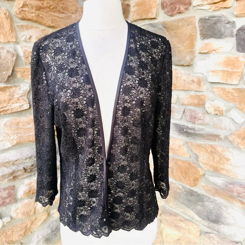 Alex Evenings Black Lace Petite Jacket - Image 4