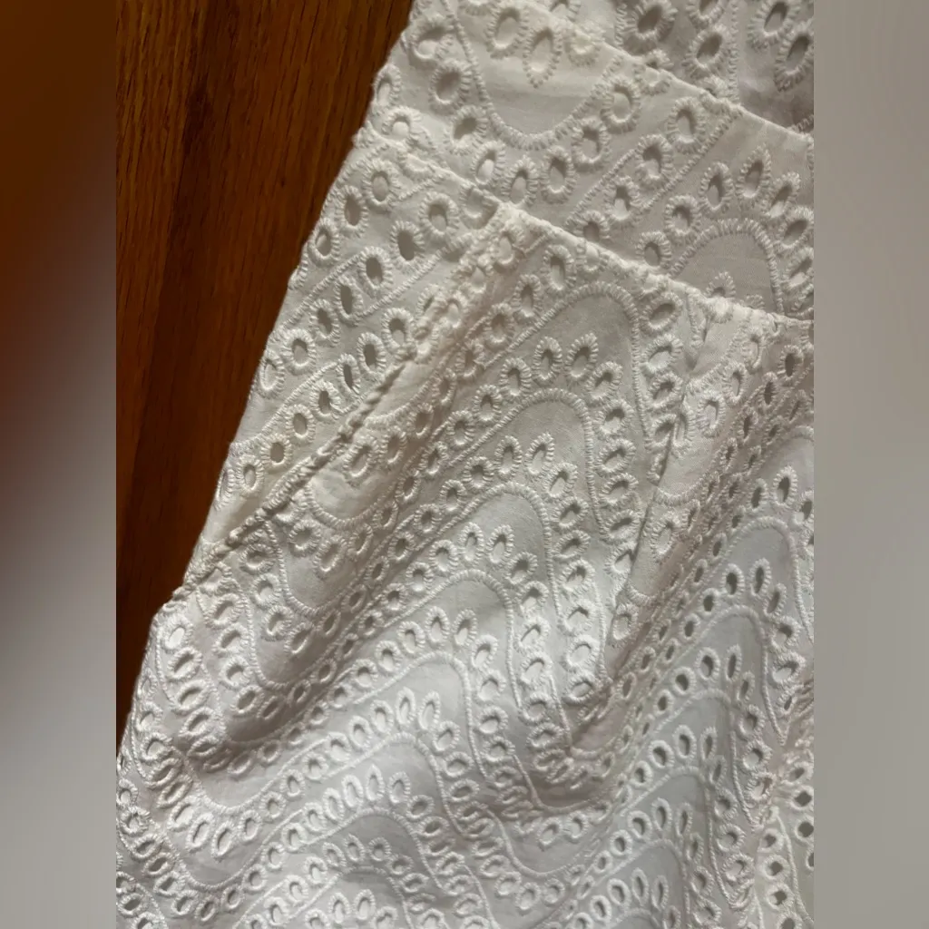 Express White Cotton Eyelet Open Tie Back Slit‎ Sleeves Lined Romper Size 4 - Image 9