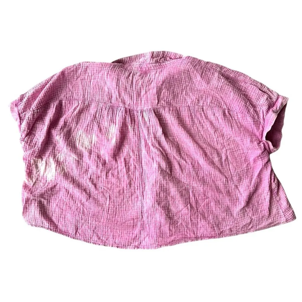 Zanana Hi Low Gauge Shirt Sz L XL Lilac Pink Distressed Button READ - Image 8