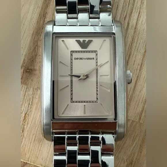 Emporio Armani Solid Stainless Curvex Watch Tinted Crystal New in Original Box - Image 1