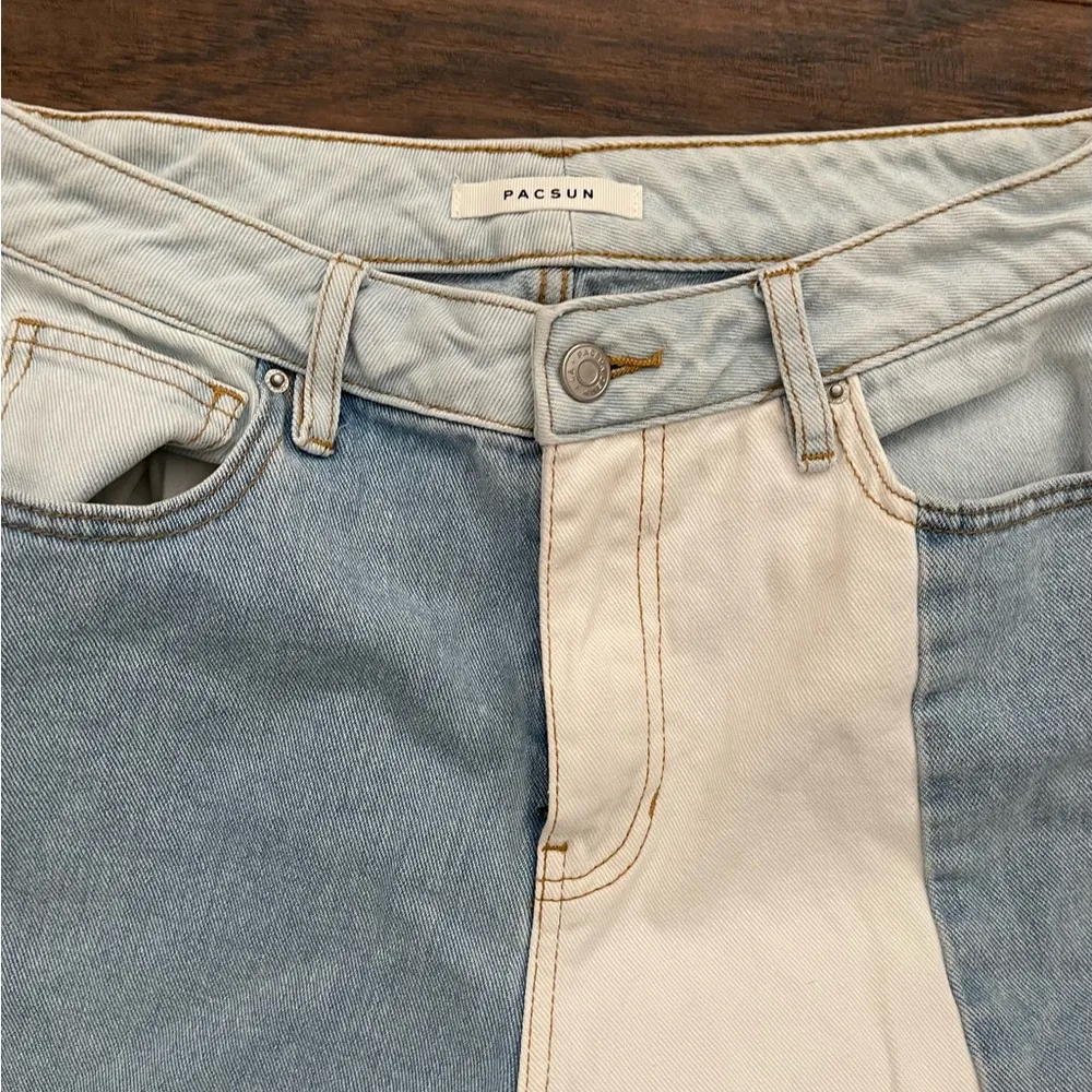 💛PACSUN ECO Hopper Patch Mom Jeans Size 28 Colorblock Light Blue High Rise - Image 6