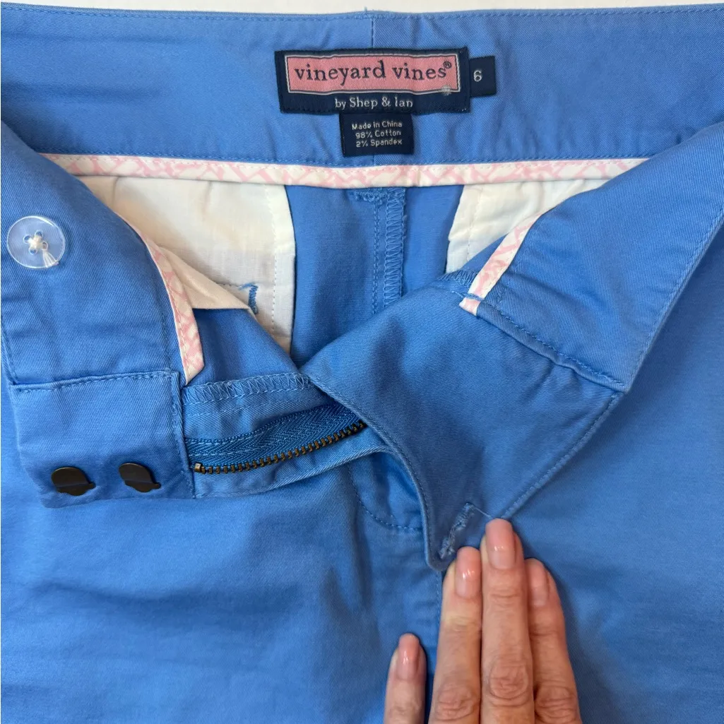 Vineyard Vines Cobalt Blue Cotton Mini Skirt Zipper Pockets Beltloops Size 6 - Image 3