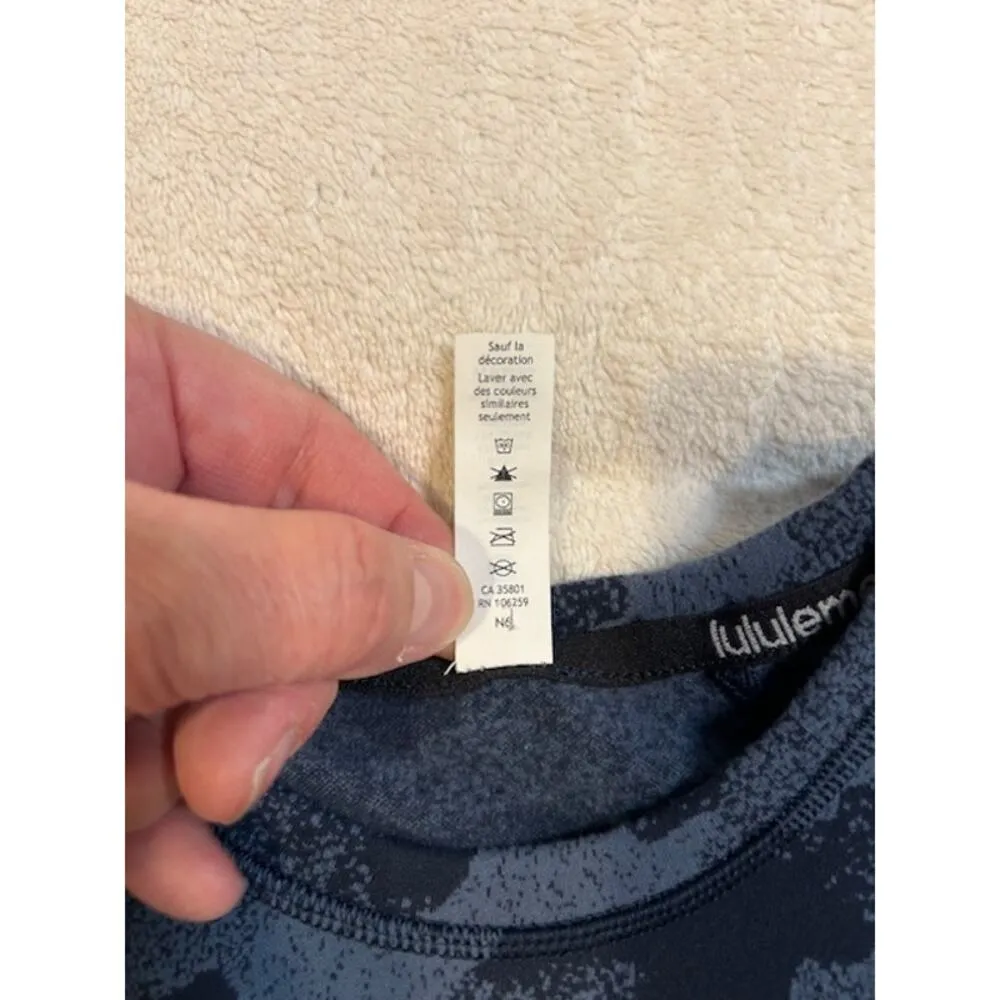 LULULEMON Blue Camo It's Rulu Run Fleece Long Sleeve Shirt Women's Size 4 - Image 10