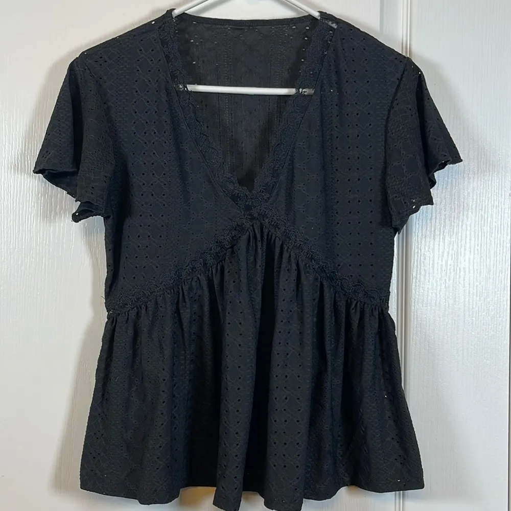 Shein X Frenchy Forever 21 Butterfly Flounce Flowy V-Neck Schiffy Blouse NWT LRG - Image 2