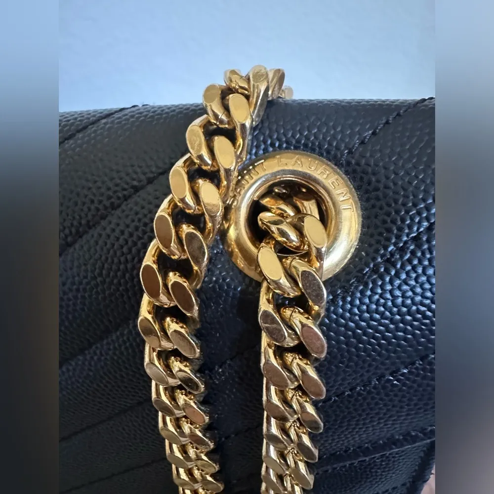 Authentic Yves Saint Laurent Large Grain Envelope Bag Black - Image 6