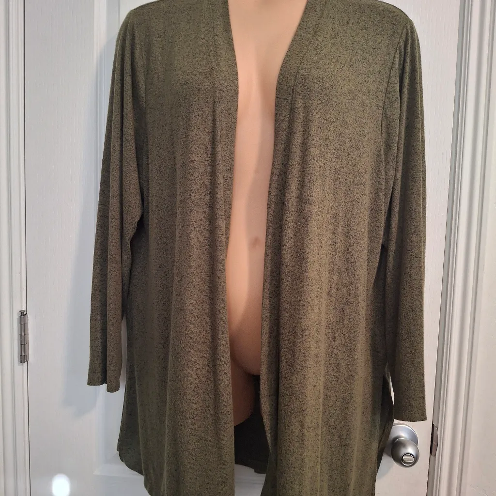 Lane Bryant 18 20 Olive Green Open Front Cardigan Sweater - Image 3