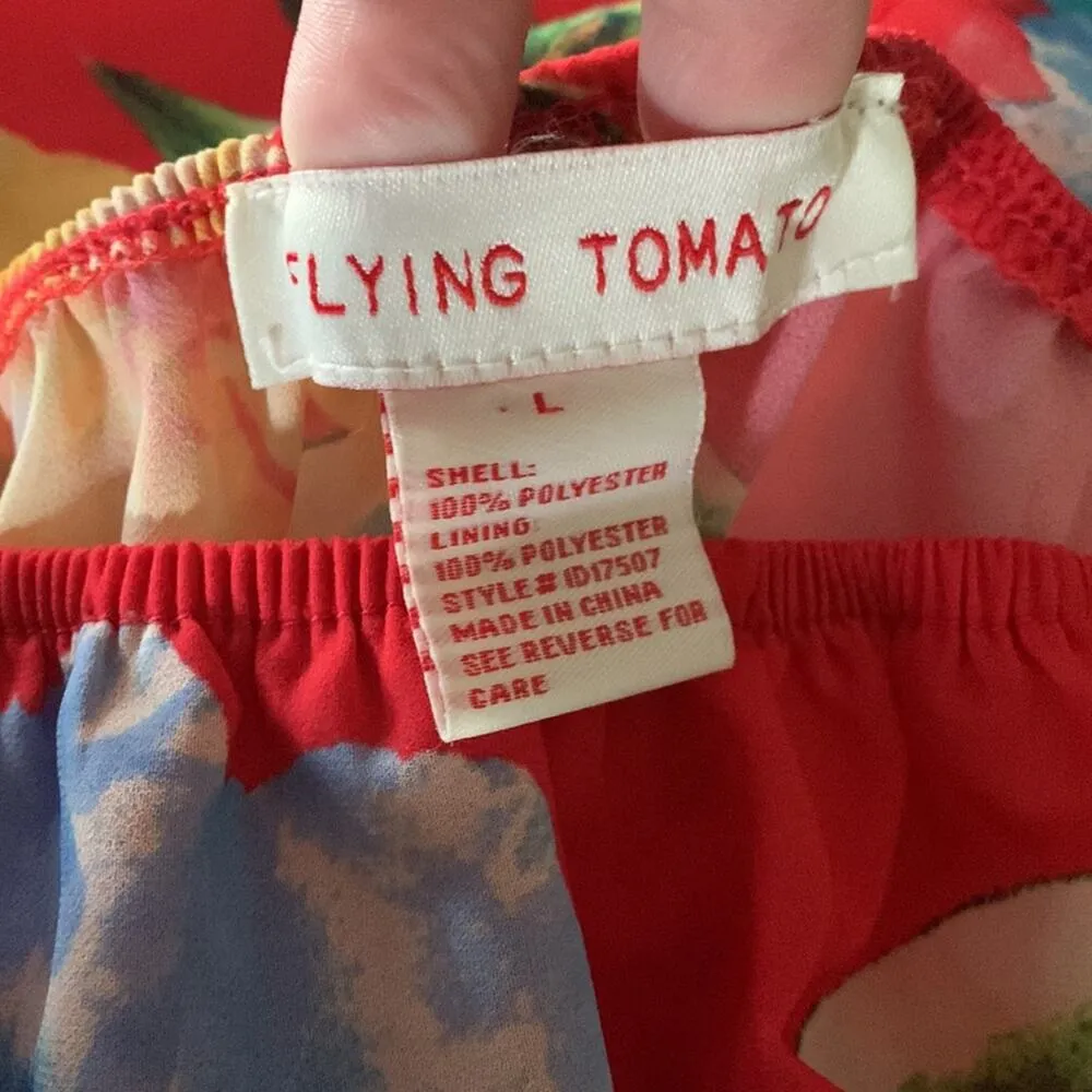 Flying tomato womens large dress swim cover red blue tropical flamenco off shoul - Image 3