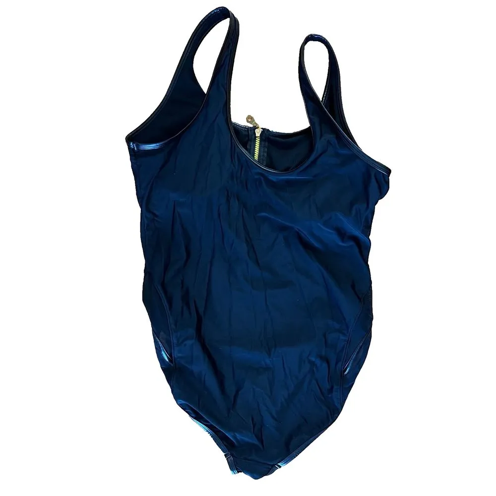 Gabi Fresh‎ Swimsuits for All One Piece 20D/DD Black Leather Trim Mesh Stretch Size undefined - Image 2