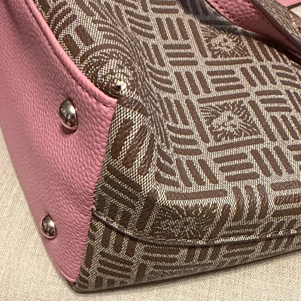 Anne Klein Pink and Brown Patterned Tote - Image 6