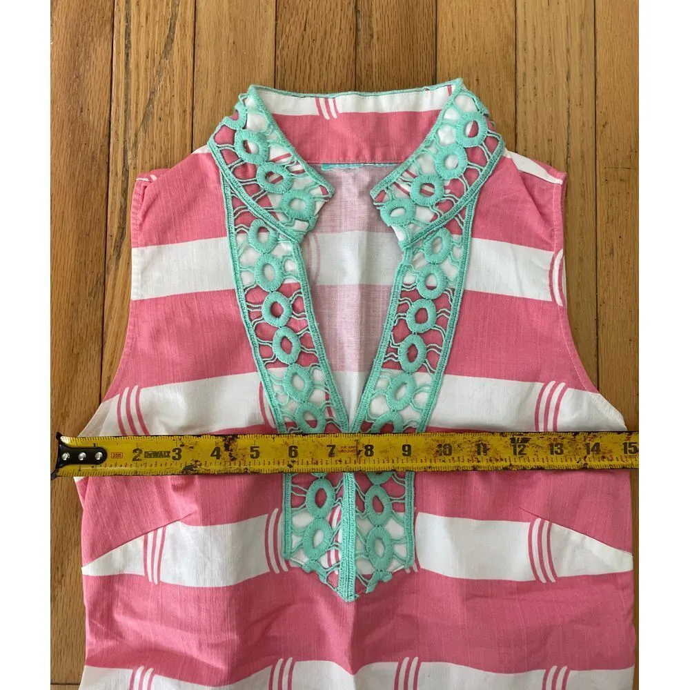 Sail to Sable STS Women's Pink And White Striped Sleeveless Dress V-Neck Size S - Image 4